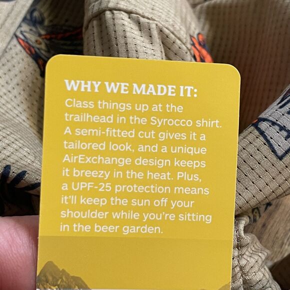 Marmot Shirt Syrocco Short Sleeve Button Up Fish Floral Trees Mens Medium New - Picture 6 of 11